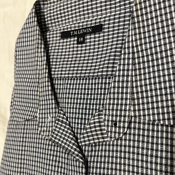 TM Lewin Black & White Checkered Button-Down Shirt - UK Size 18; US 16 - Picture 4 of 5